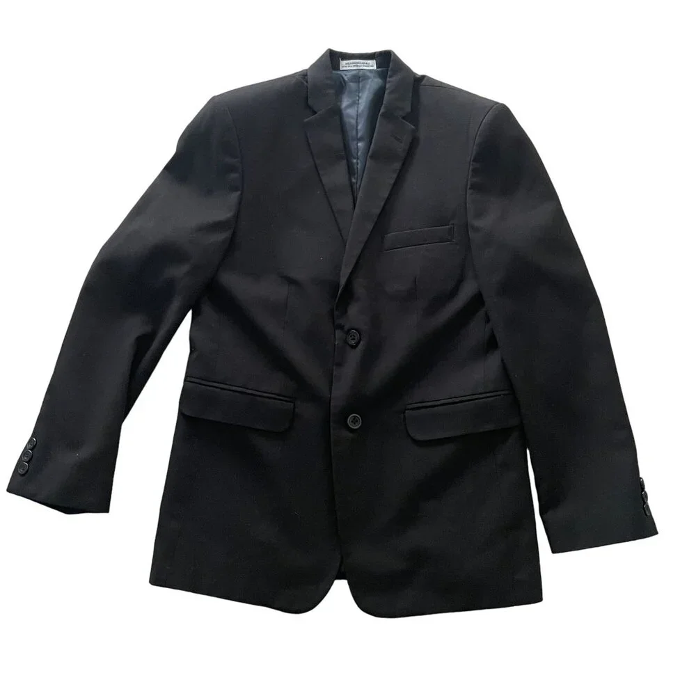 Izod Wool Single-Breasted Blazer Jacket Boys Size 16 Black Business Career - Picture 3 of 13